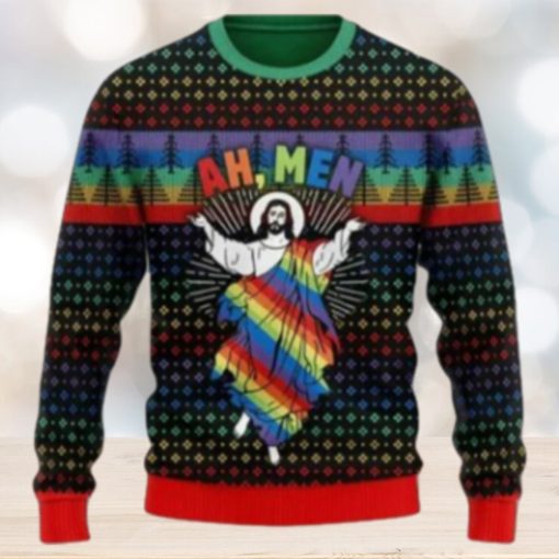 Jesus Ah Men Lgbtq+ Ugly Christmas Sweater