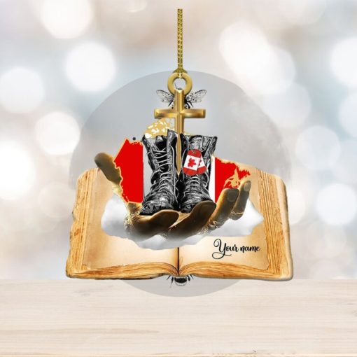 Jesus Hands Holding Canada Veteran Ornament