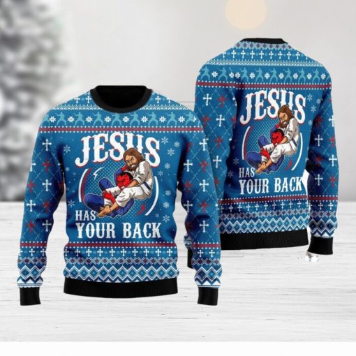 Jesus Has Your Back 3D Ugly Christmas Sweater Gift For Family Christmas Gift