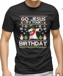 Jesus dabbing go Jesus it’s your birthday ugly Christmas shirt