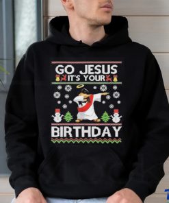 Jesus dabbing go Jesus it’s your birthday ugly Christmas shirt