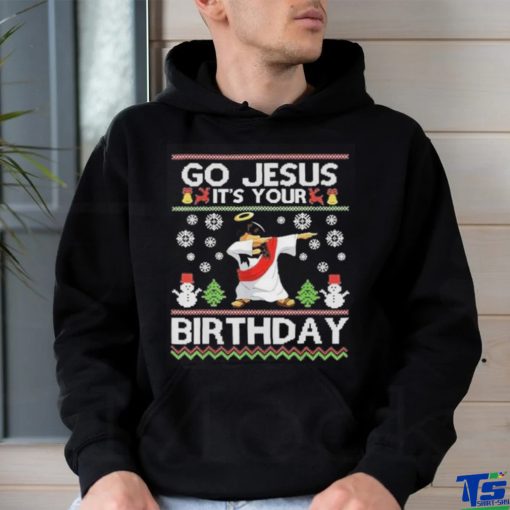 Jesus dabbing go Jesus it’s your birthday ugly Christmas shirt