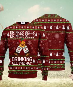 Jim Beam Drinker Bells Drinker Bells Drinking All The Way 3D Ugly Christmas Sweater Unisex Sweater Christmas Gift