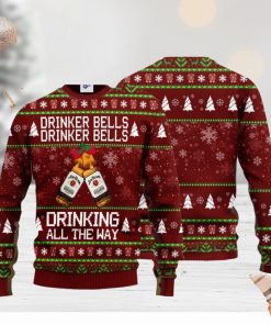 Jim Beam Drinker Bells Drinker Bells Drinking All The Way 3D Ugly Christmas Sweater Unisex Sweater Christmas Gift