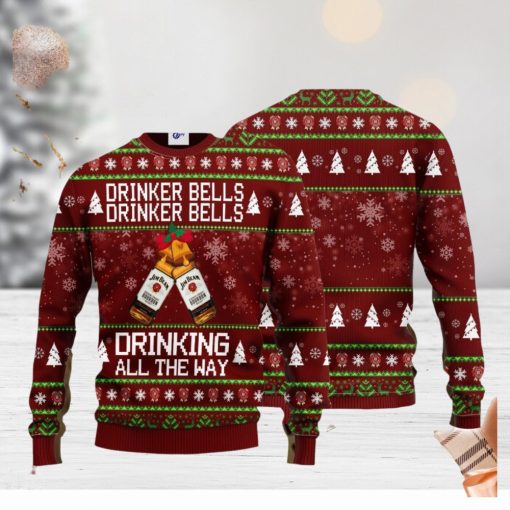 Jim Beam Drinker Bells Drinker Bells Drinking All The Way 3D Ugly Christmas Sweater Unisex Sweater Christmas Gift