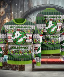 Jinglebusters Ghost Ugly Christmas Sweater I Aint Afraid Of No Relatives Halloween Ghost Gift For Men Women