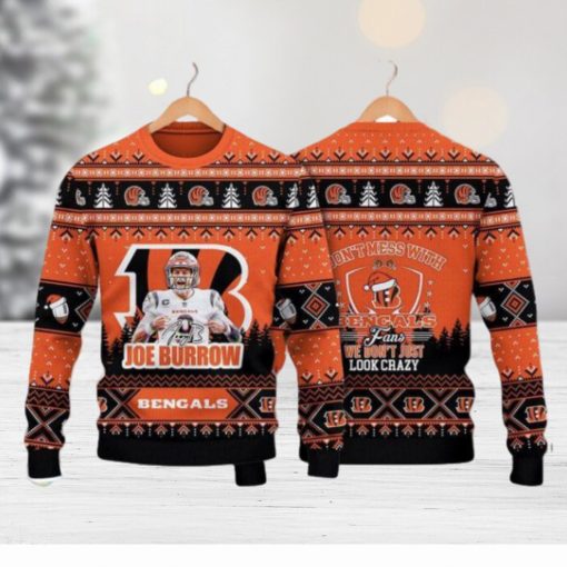 Joe Burrow Cincinnati Bengals Do Not Mess With Bengals Fan NFL Christmas Ugly Sweater