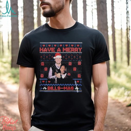 Josh Allen Stefon Diggs Buffalo Football Have a Merry Bill Mas 2023 Shirt