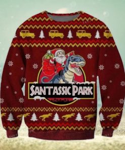 Jurassic Park Santa Claus Riding A Dinosaur Ugly Sweater For Men And Women