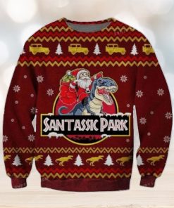 Jurassic Park Santa Claus Riding A Dinosaur Ugly Sweater For Men And Women