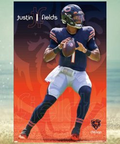 Justin Fields Superstar Chicago Bears Qb Official Nfl Football Action Poster