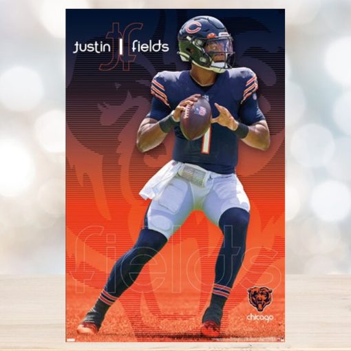 Justin Fields Superstar Chicago Bears Qb Official Nfl Football Action Poster