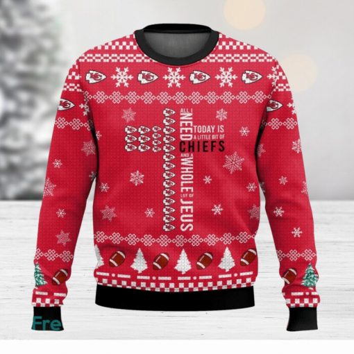 Kansas City Chiefs Cross 3D Sweater Christmas Gift Ugly Christmas Sweater