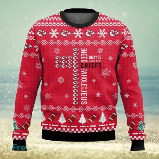 Kansas City Chiefs Cross 3D Sweater Christmas Gift Ugly Christmas Sweater