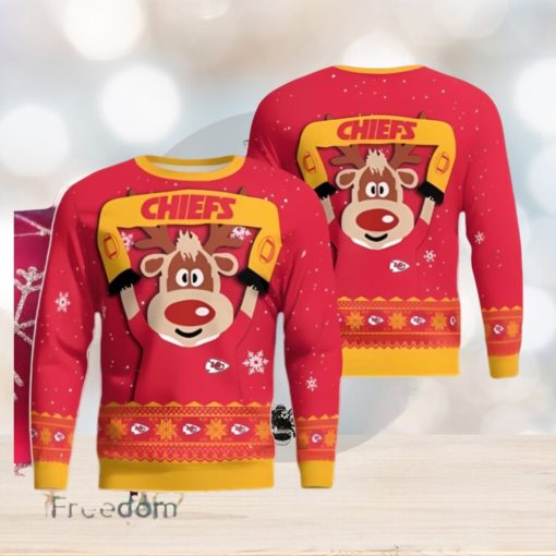 Kansas City Chiefs Cute Reindeer Ugly Christmas Sweater Best Gift Christmas Party Gift