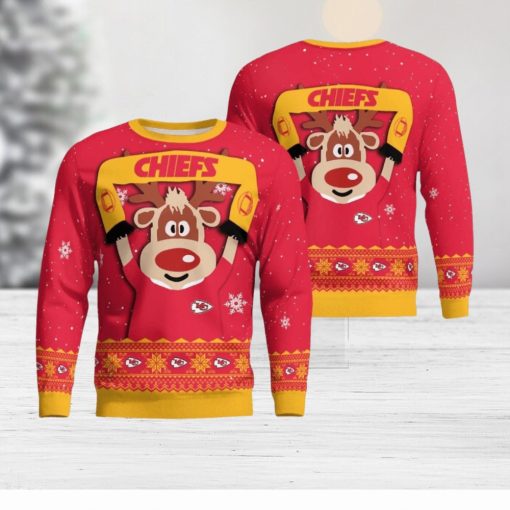 Kansas City Chiefs Cute Reindeer Ugly Christmas Sweater Christmas Party Gift