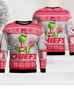 Kansas City Chiefs Grinch Snowflake Pattern Ugly Sweater Christmas