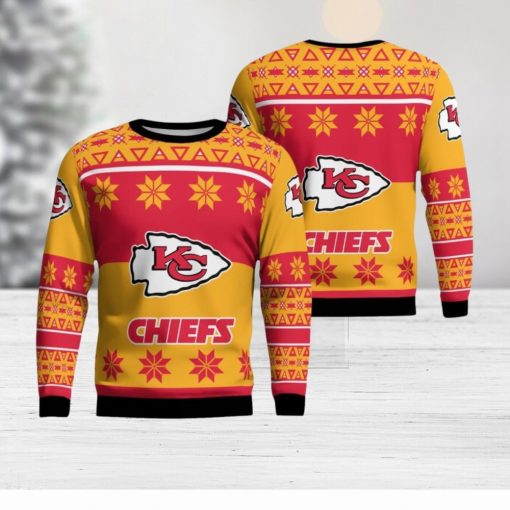 Kansas City Chiefs Logo Big Snowflake Pattern Ugly Christmas Sweater