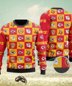 Kansas City Chiefs Logo Checkered Flannel Ugly Christmas Sweater Perfect Holiday Gift