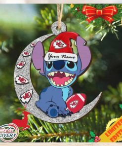 Kansas City Chiefs Stitch Ornament NFL Christmas And Stitch With Moon Ornament