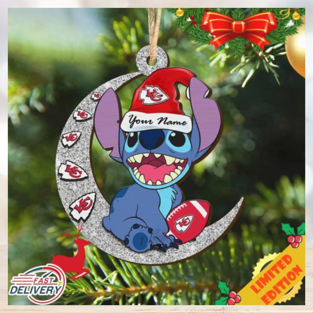 Kansas City Chiefs Stitch Ornament NFL Christmas And Stitch With Moon Ornament Kansas City Chiefs Stitch Ornament NFL Christmas And Stitch With Moon Ornament