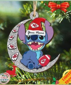 Kansas City Chiefs Stitch Ornament NFL Christmas And Stitch With Moon Ornament
