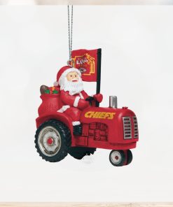 Kansas City Chiefs Super Bowl LVII Champions Santa Riding Tractor Ornament