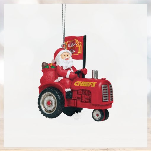 Kansas City Chiefs Super Bowl LVII Champions Santa Riding Tractor Ornament