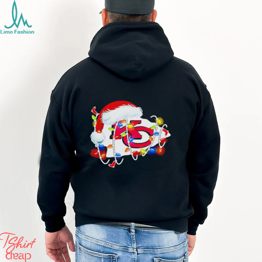Kansas City Chiefs big logo Santa hat Christmas lights shirt Kansas City Chiefs big logo Santa hat Christmas lights shirt