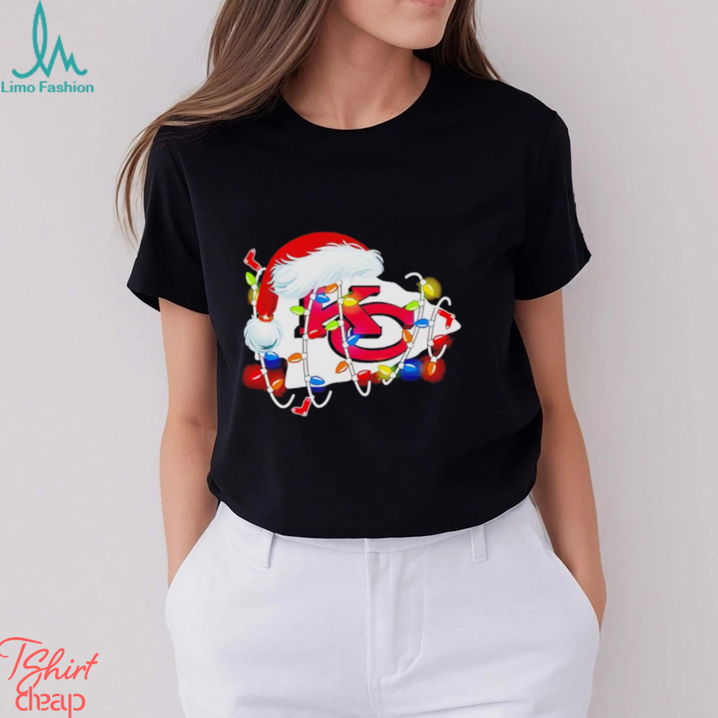 Kansas City Chiefs big logo Santa hat Christmas lights shirt Kansas City Chiefs big logo Santa hat Christmas lights shirt