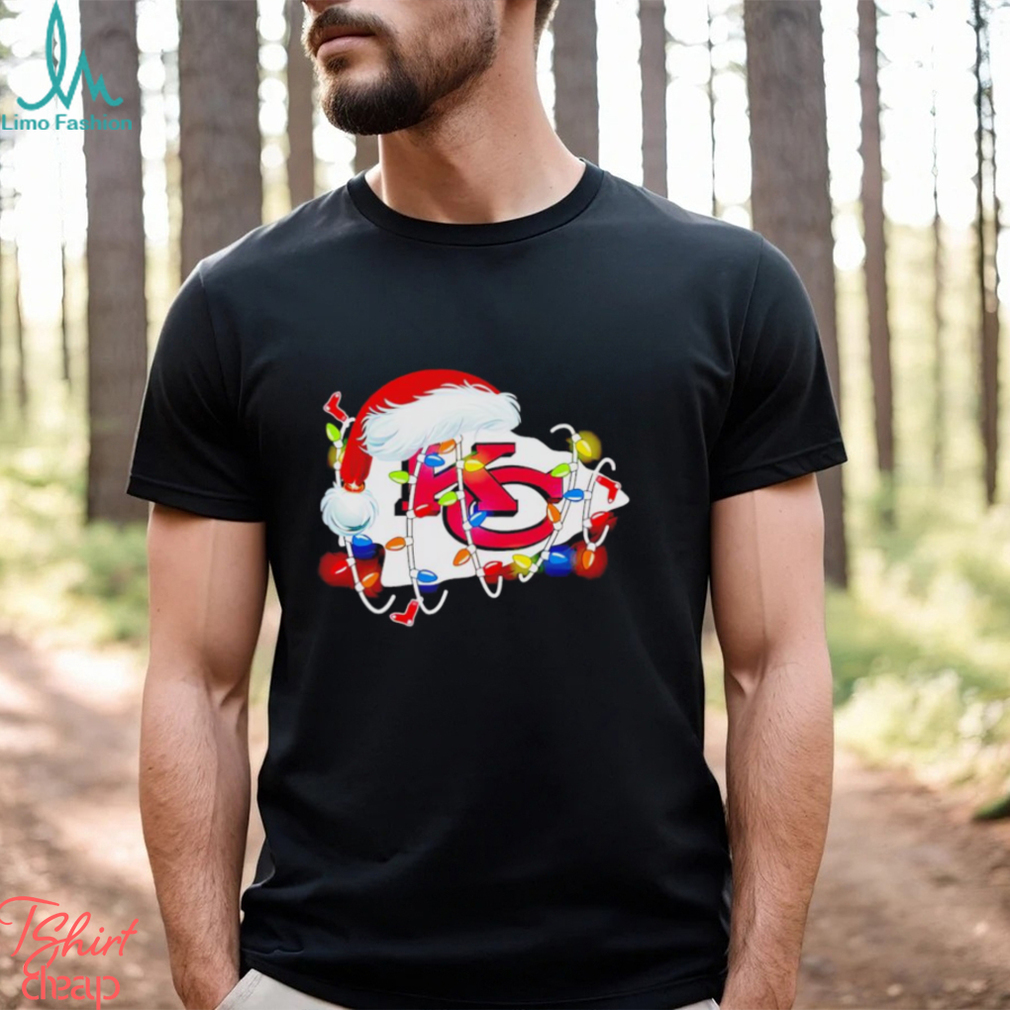 Kansas City Chiefs big logo Santa hat Christmas lights shirt Kansas City Chiefs big logo Santa hat Christmas lights shirt