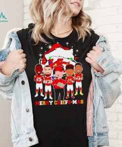 Kansas City Chiefs logo wearing hat santa merry Christmas Shirt