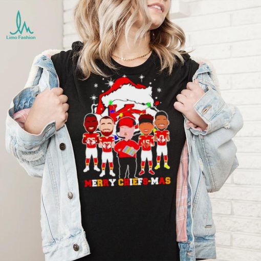 Kansas City Chiefs logo wearing hat santa merry Christmas Shirt