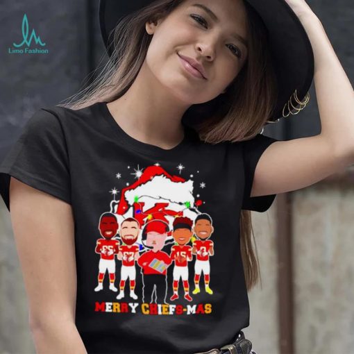 Kansas City Chiefs logo wearing hat santa merry Christmas Shirt