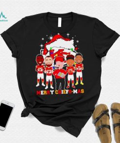 Kansas City Chiefs logo wearing hat santa merry Christmas Shirt