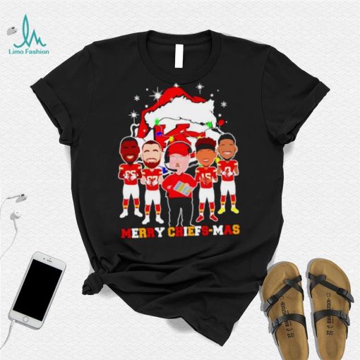 Kansas City Chiefs logo wearing hat santa merry Christmas Shirt