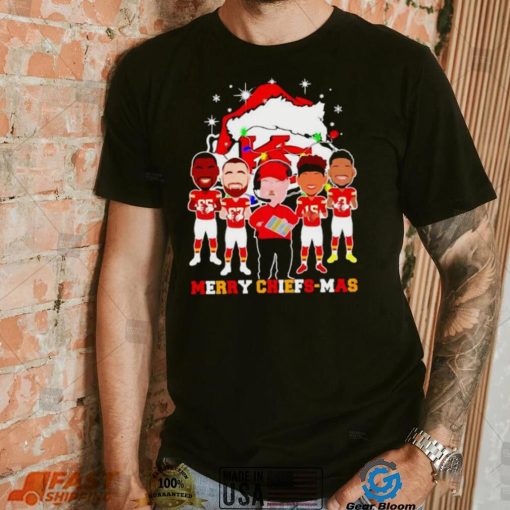 Kansas City Chiefs logo wearing hat santa merry Christmas Shirt