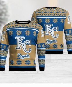 Kansas City Royals Logo Big Snowflake Pattern Ugly Christmas Sweater