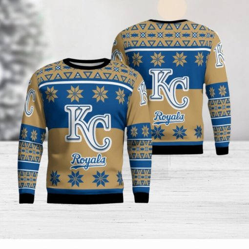 Kansas City Royals Logo Big Snowflake Pattern Ugly Christmas Sweater