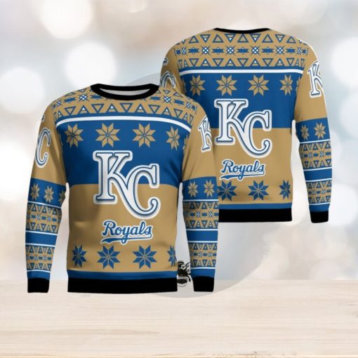 Kansas City Royals Logo Big Snowflake Pattern Ugly Christmas Sweater