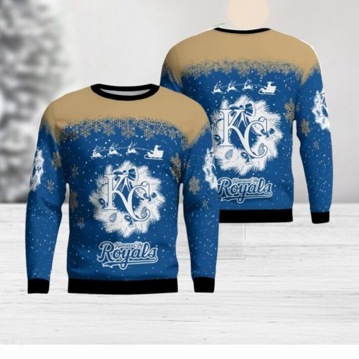 Kansas City Royals Santa sleigh driving reindeer Pattern Ugly Christmas Sweater