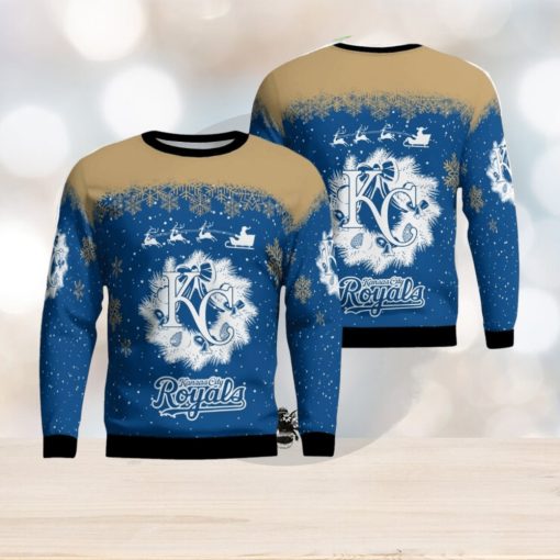 Kansas City Royals Santa sleigh driving reindeer Pattern Ugly Christmas Sweater