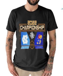 Kansas Jayhawks Vs. North Carolina Tar Heels 2022 NCAA Men's Basketball National Championship Matchup Cross Over Shirt
