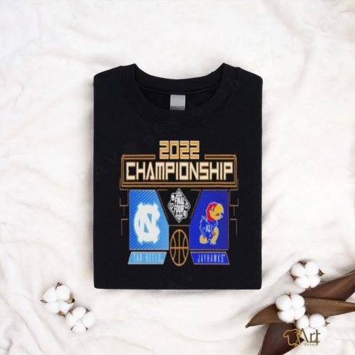 Kansas Jayhawks Vs. North Carolina Tar Heels 2022 NCAA Men’s Basketball National Championship Matchup Cross Over Shirt