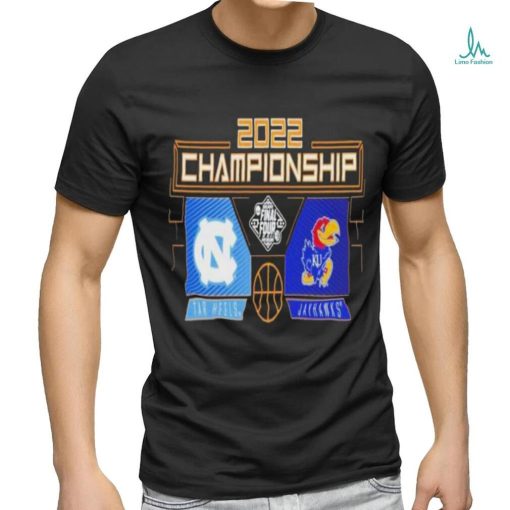 Kansas Jayhawks Vs. North Carolina Tar Heels 2022 NCAA Men’s Basketball National Championship Matchup Cross Over Shirt