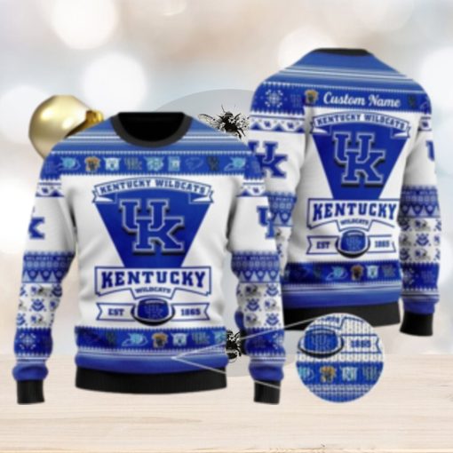 Kentucky Wildcats Football Team Logo Custom Name Personalized Ugly Christmas Sweater Gift For Christmas