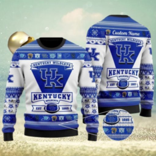 Kentucky Wildcats Football Team Logo Custom Name Personalized Ugly Christmas Sweater Gift For Christmas