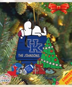 Kentucky Wildcats Snoopy Christmas NCAA Ornament Custom Name