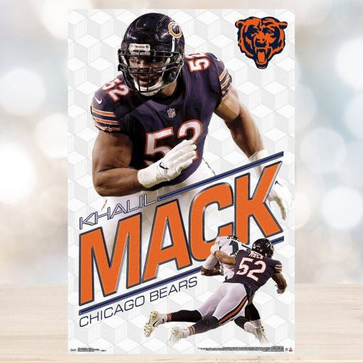 Khalil Mack Crusher Chicago Bears Nfl Quarterback Action Poster