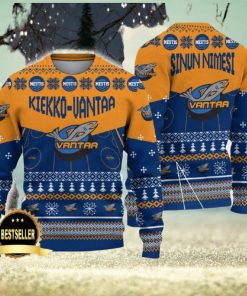 Kiekko Vantaa Ugly Christmas Sweater Logo Custom Name Gift Fans